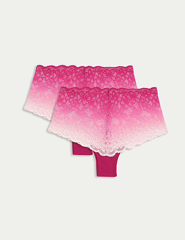 Lot de 2&nbsp;shortys taille basse à motif dégradé et dentelle Cleo - CH