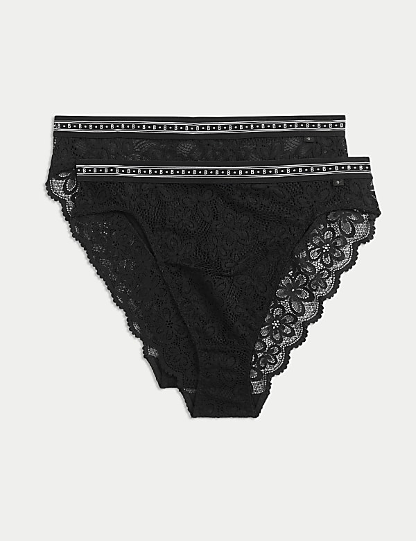 2pk Cleo Lace High Waisted High Leg Knickers - RS