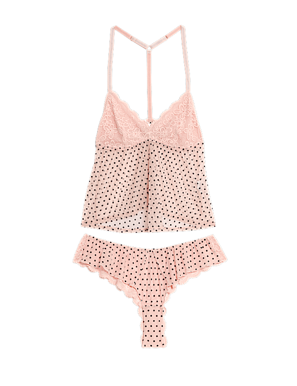 Alma Lace & Flock Print Cami Set