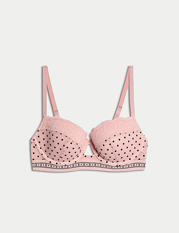 Alma Flock & Lace Wired Balcony Bra (A-E) - GR
