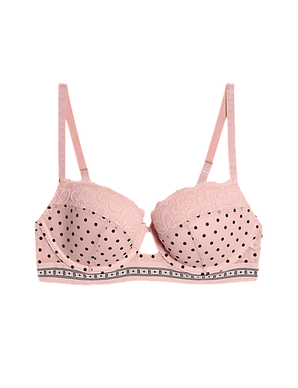 Alma Flock & Lace Wired Balcony Bra (A-E)