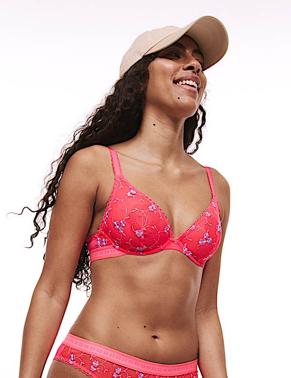 Karina Embroidery Wired Plunge Bra (A-E) - SE