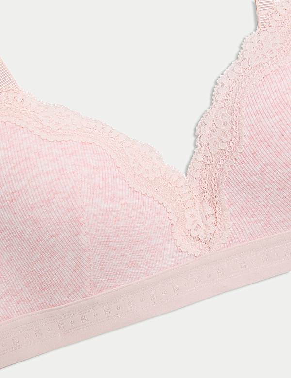 Lotta Ribbed Non-Wired Plunge Bra with Cotton (A-E) - NL