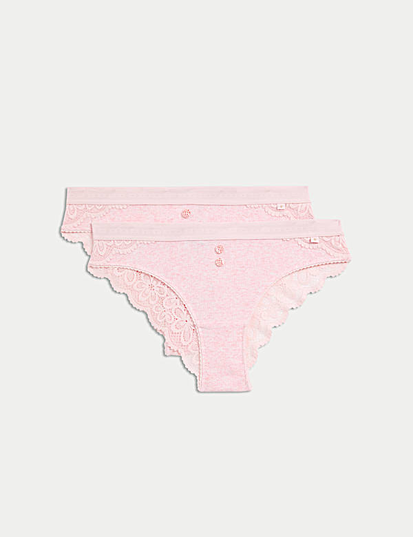 2pk Lotta Ribbed Brazilian Knickers with Cotton - US