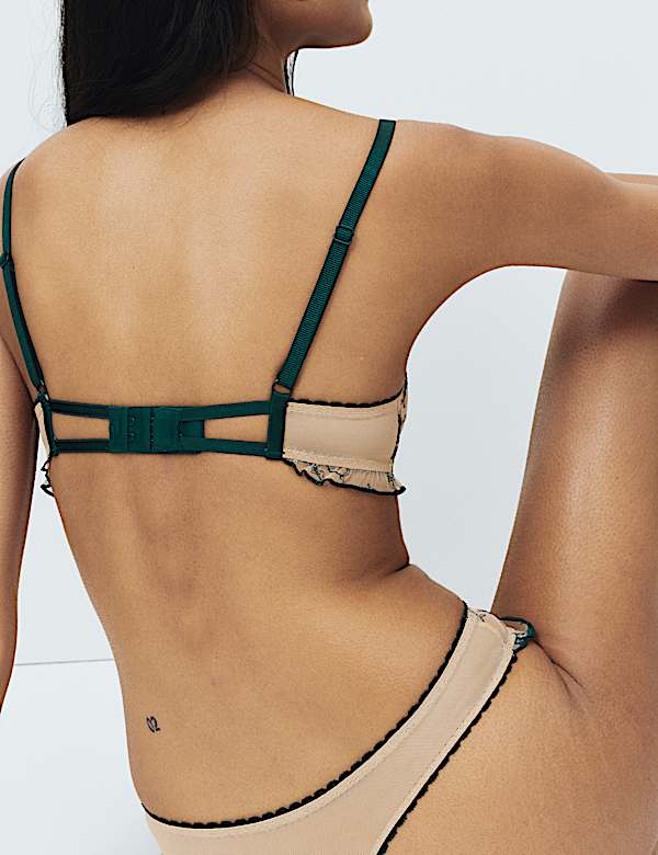 Helena Embroidery Wired Demi Cup Bra (A-E) - UA