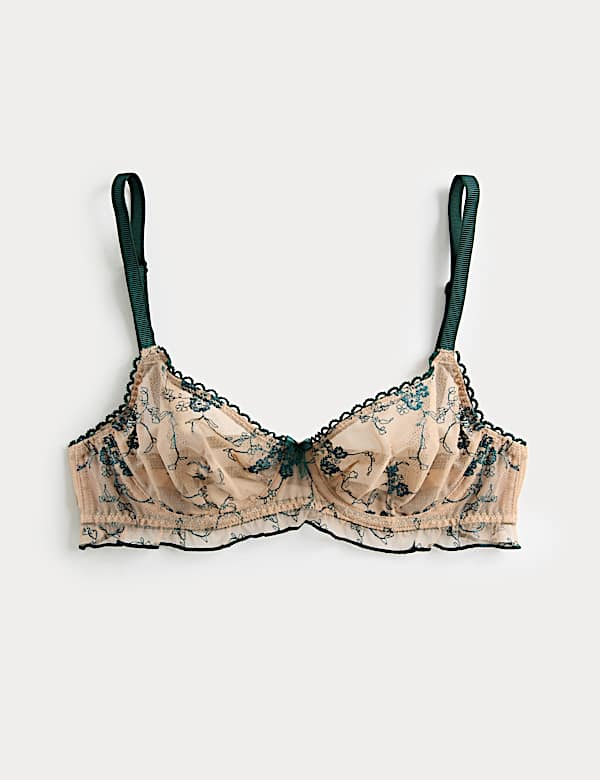 Helena Embroidery Wired Demi Cup Bra (A-E) - UA