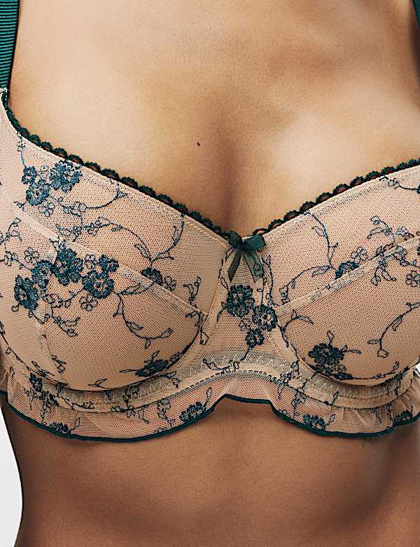 Helena Embroidery Wired Demi Cup Bra (F-H) - IT