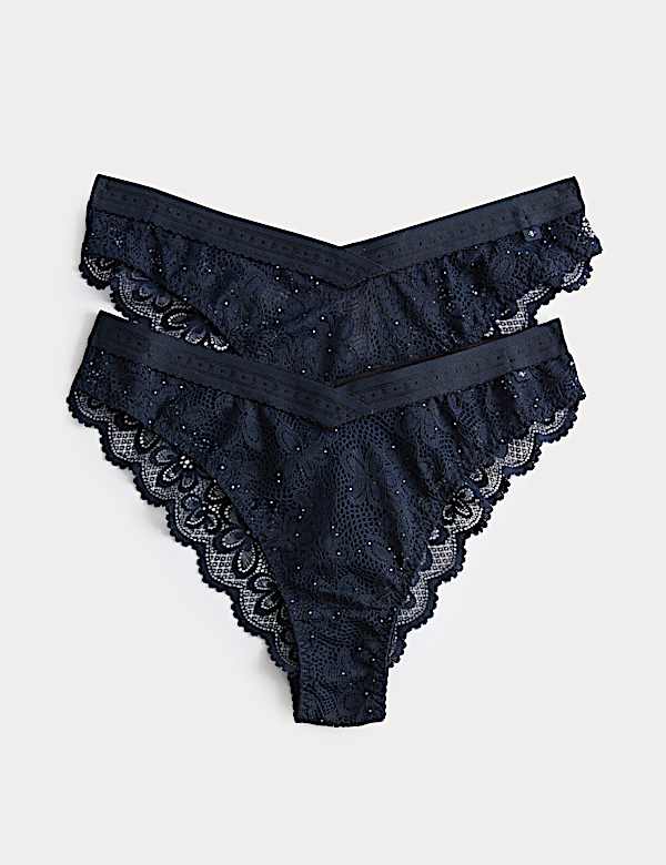2pk Cleo Sequin Lace Miami Knickers - LT