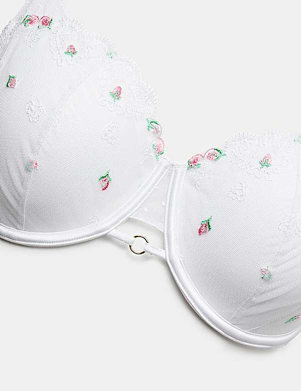 Leah Embroidery Wired Demi Cup Bra F+ - US