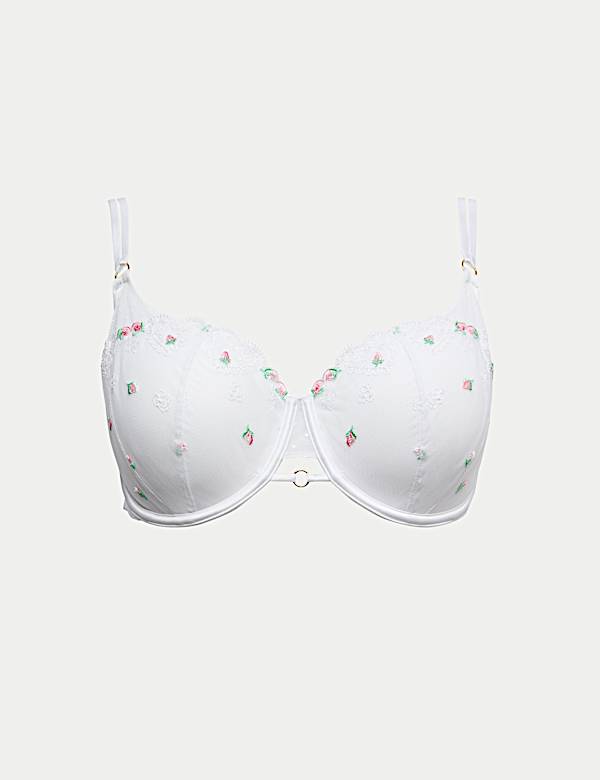 Leah Embroidery Wired Demi Cup Bra F+ - US