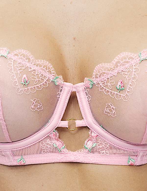 Leah Embroidery Wired Longline Balcony Bra (A-E) - CZ