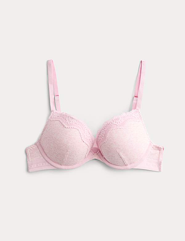 Lotta Cotton Rib Wired Push Up Plunge Bra (A-E) - CY