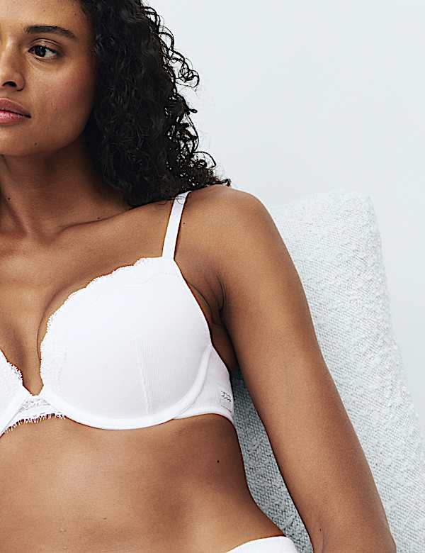 Juni Cotton Rib Wired Push-Up Plunge Bra (A-E) - BN