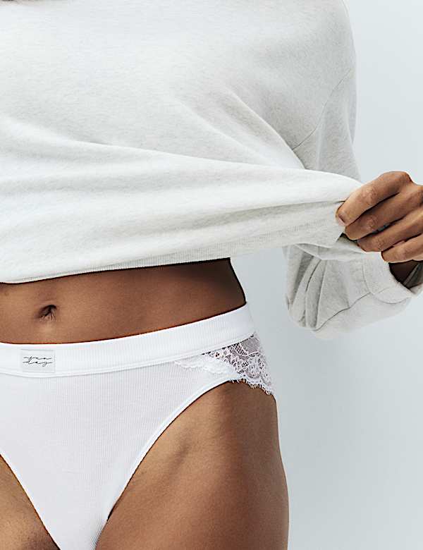 2 Pack Juni Cotton Rib High Waisted High Leg Knickers - LT