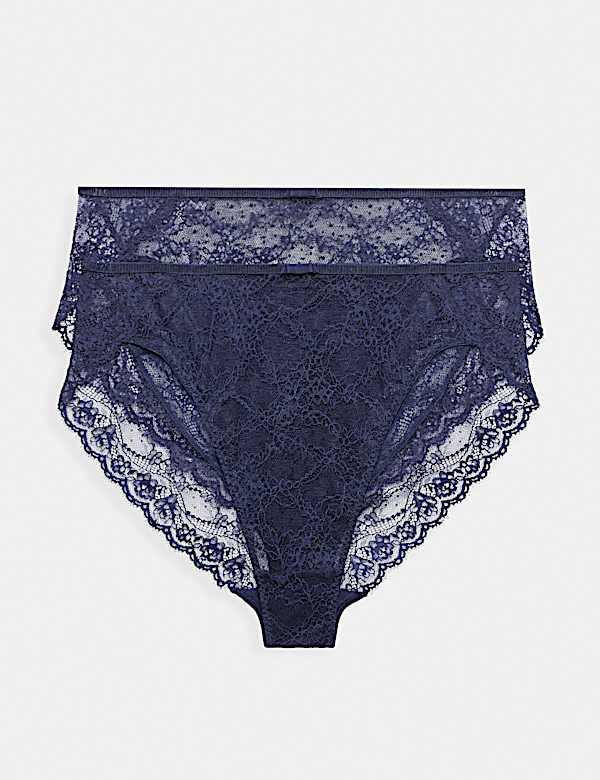 2 Pack Ida Lace High Waisted High Leg Knickers