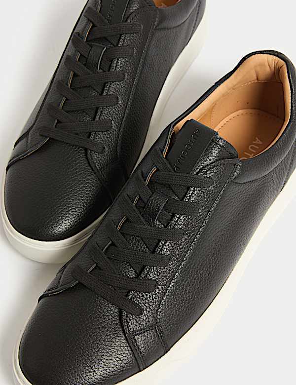 Wide Fit Leather Lace up Trainers - AU