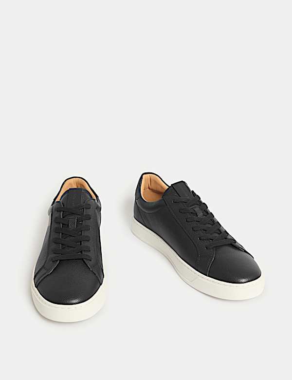 Wide Fit Leather Lace up Trainers - AU
