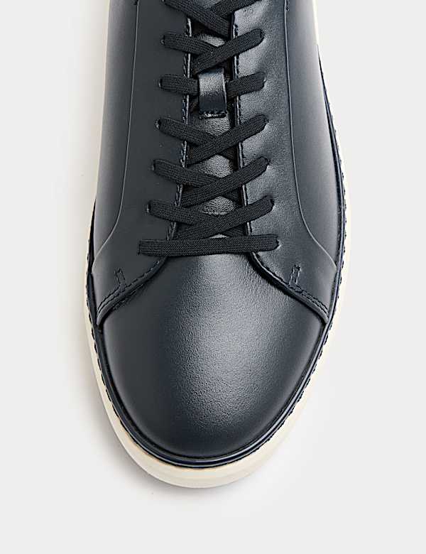 Leather Shower Resistant Lace-Up Trainers - AU