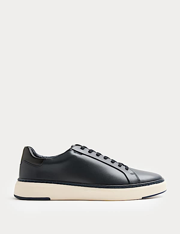 Leather Shower Resistant Lace-Up Trainers - AU