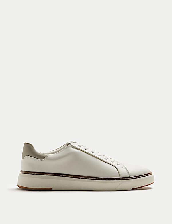 Leather Shower Resistant Lace-Up Trainers - CA