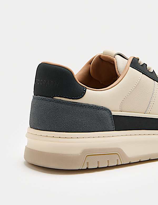 Baskets style skater en cuir &agrave; lacets - FR