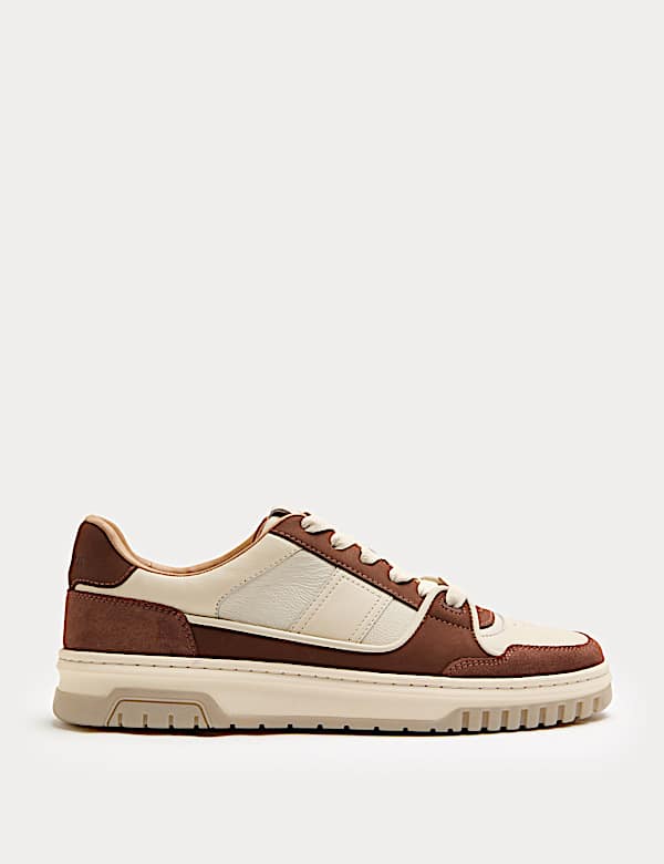 Zapatillas deportivas tipo skate de piel con cordones - US