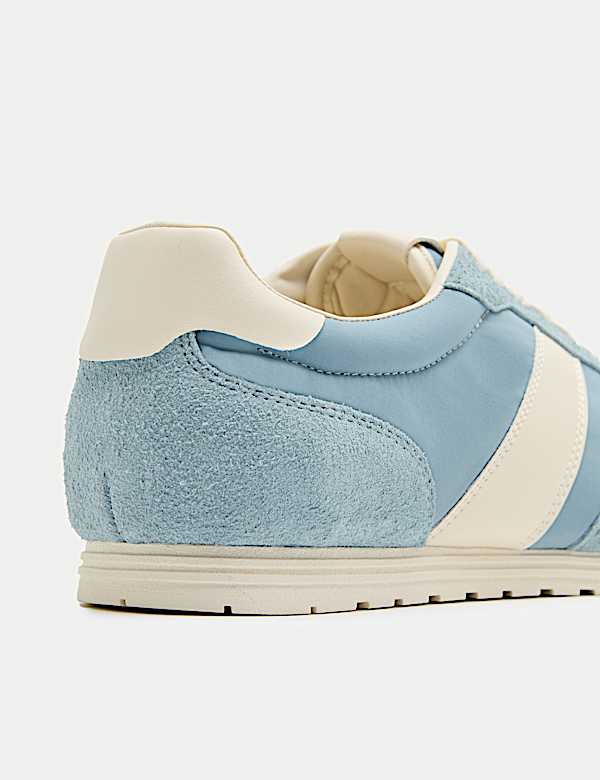 Slim Line Leather Mix Runner Trainers - JO
