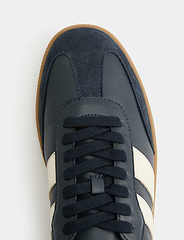 Leather Retro Gum Sole Lace Up Trainers - CY