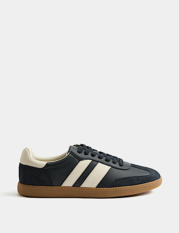 Leather Retro Gum Sole Lace Up Trainers - CY