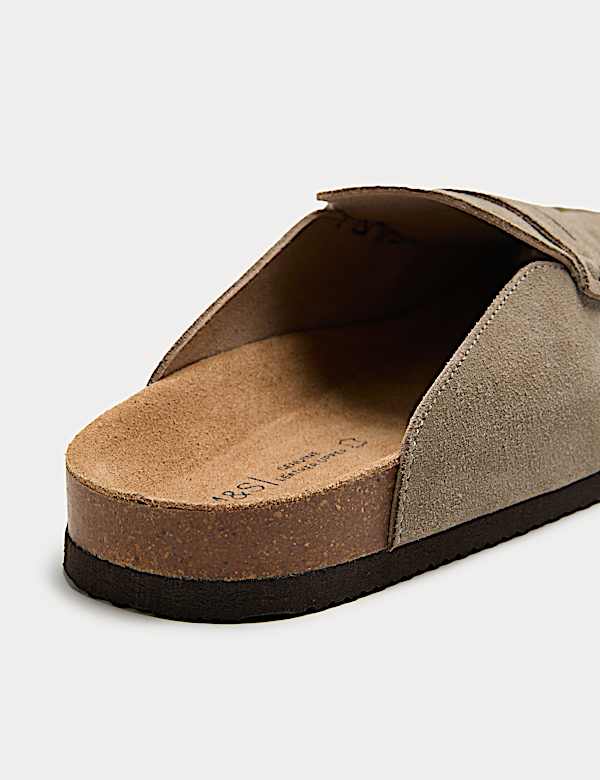 Suede Saddle Loafer Corkbed Mules - UA