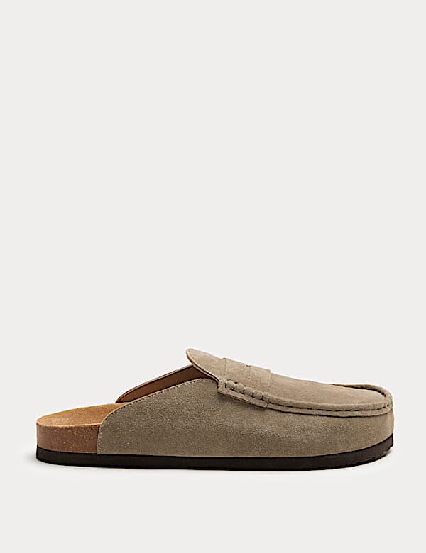 Suede Saddle Loafer Corkbed Mules - UA
