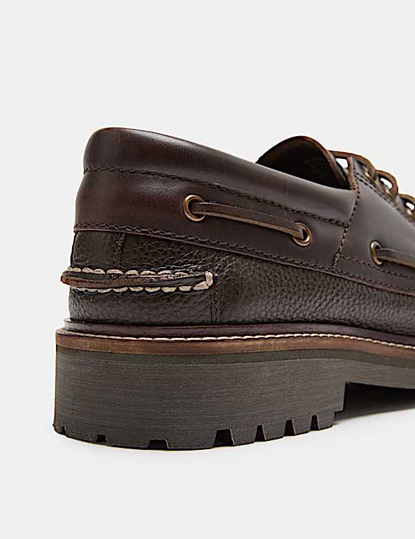 Chunky Sole Leather Deck Shoes - CZ