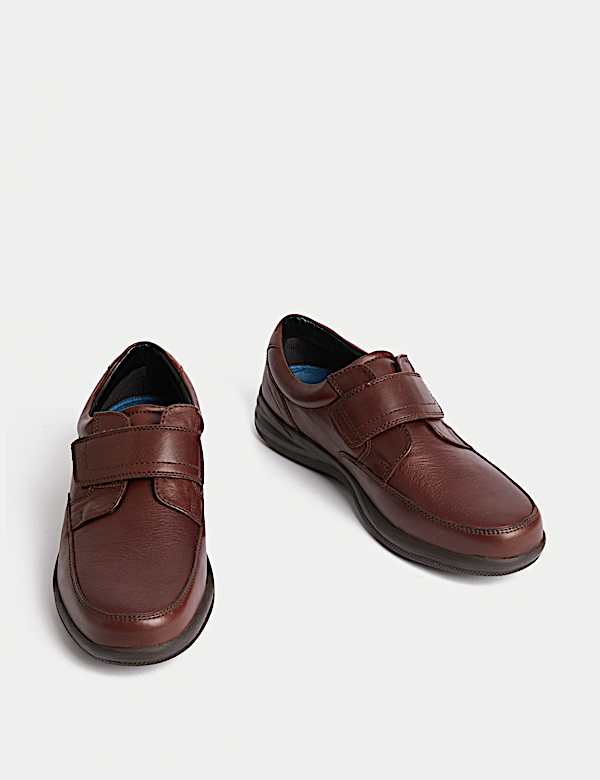 Wide Fit Leather Riptape Shoes - NL