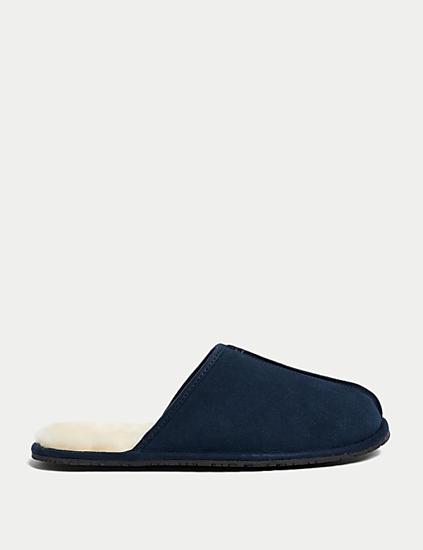 Suede Mule Slippers with Freshfeet TAN Slippers M S GR