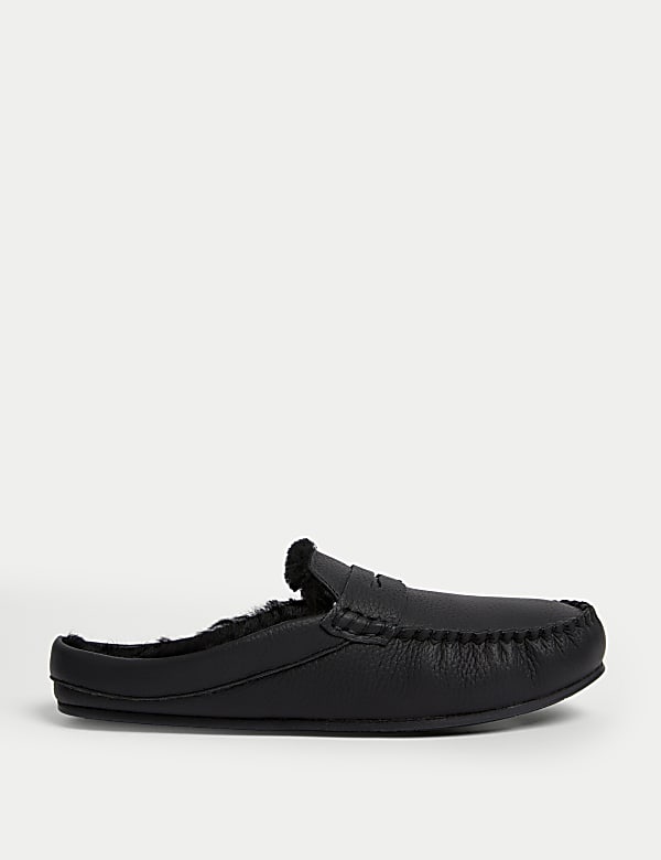 Leather Moccasin Mule Slippers with Freshfeet™ - JP