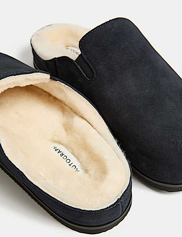 Suede Shearling Mule Slippers with Freshfeet&trade; - CA