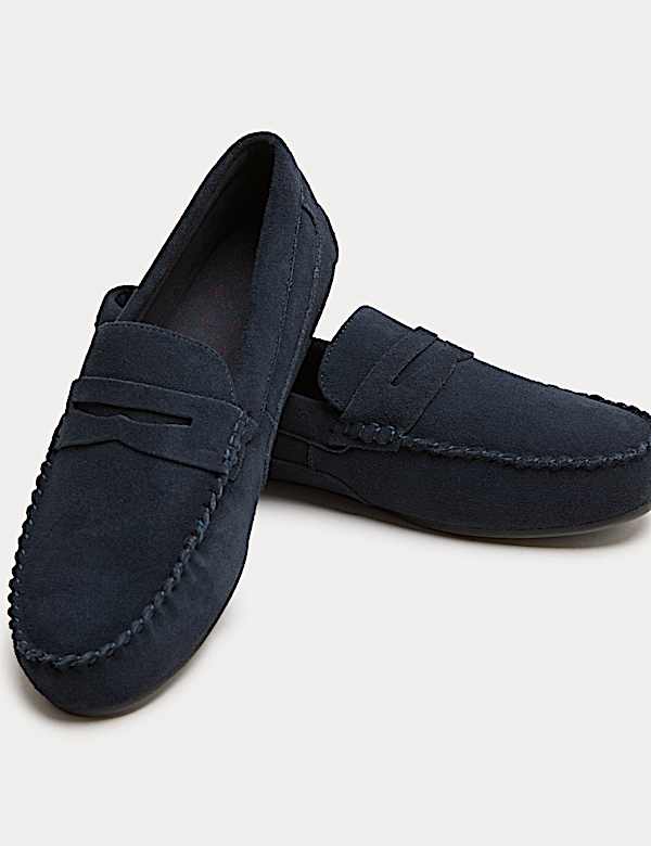 Suede Moccasin Slippers with Freshfeet™ - KR