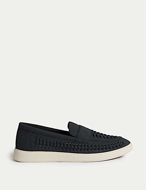 Suedette Woven Slip-On Loafers - AL