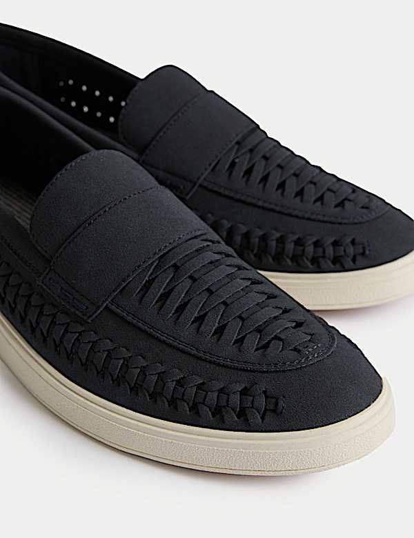 Suedette Woven Slip-On Loafers - FR