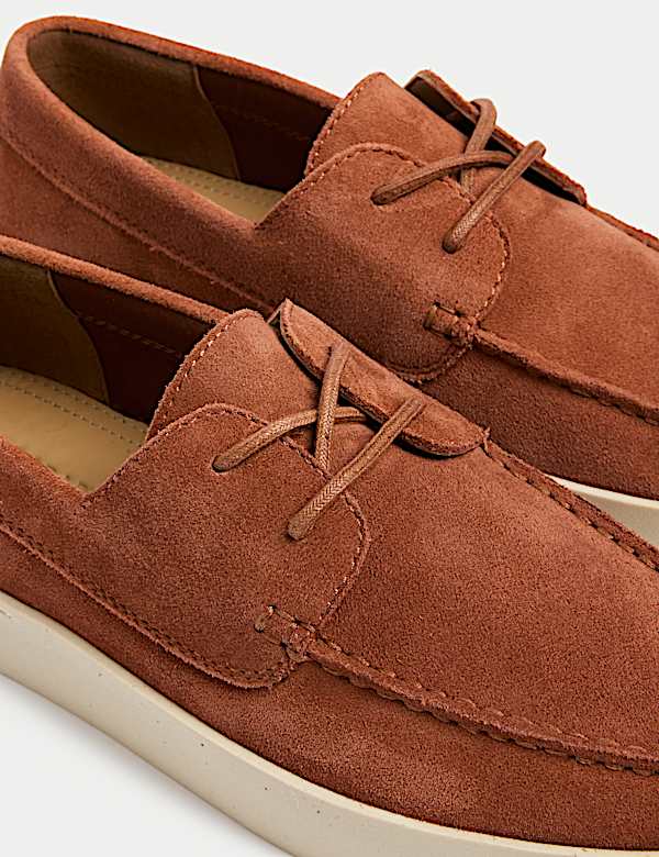 Suede White Sole Lace Up Loafers - CN