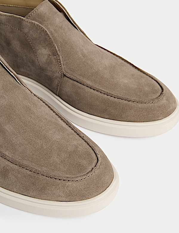 Suede White Sole Slip-On Loafer Boots - CN