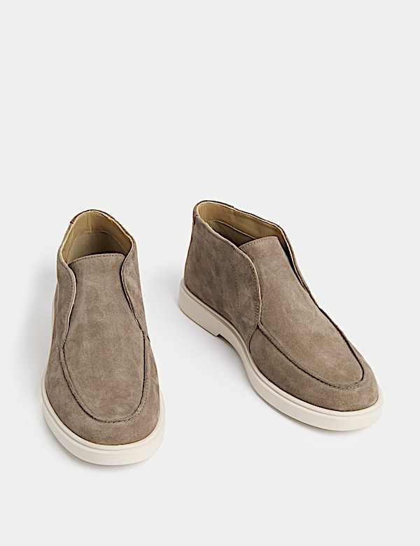 Suede White Sole Slip-On Loafer Boots - CN