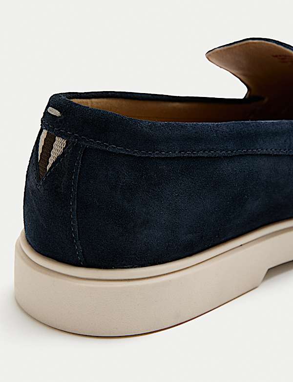 Wide Fit Suede White Sole Slip On Loafers - JP