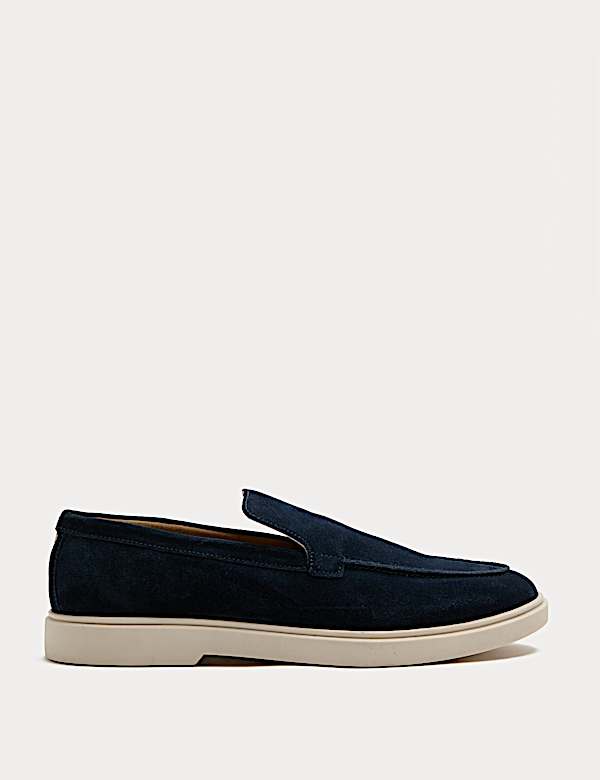 White Sole Suede Loafers - CY