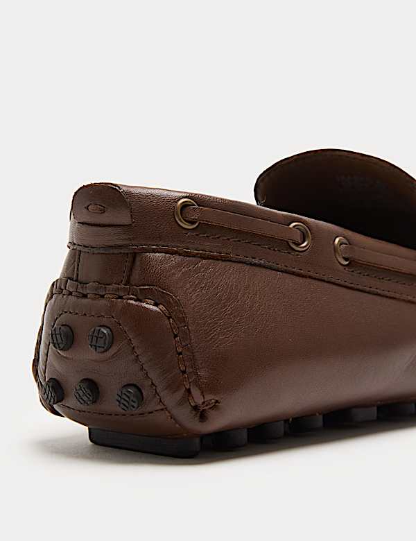 Leather Saddle Driving Loafers - LU