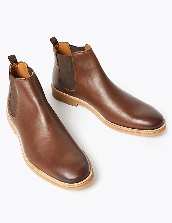 Leather Crepe Sole Chelsea Boots