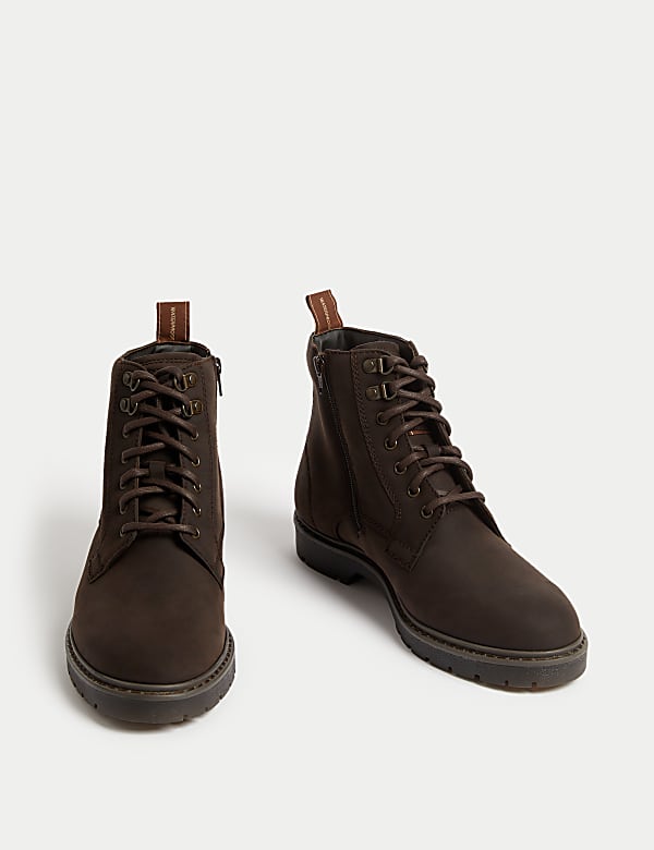 Waterproof  Nubuck Lace Up Boots - EE