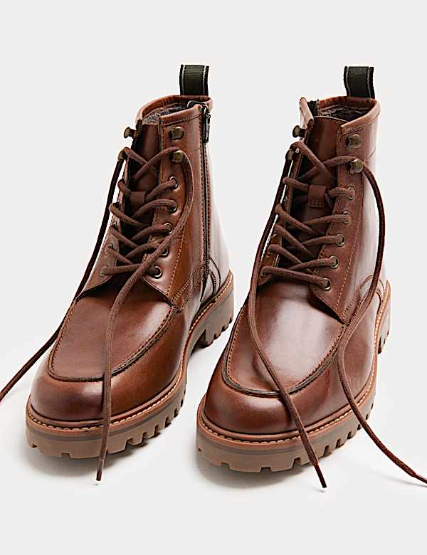 Leather Side Zip Casual Boots - BE