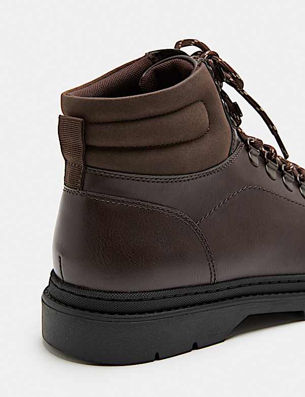Faux Leather Lace Up Hiker Boots - IS