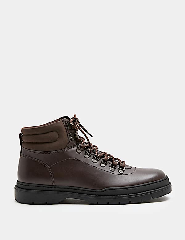 Faux Leather Lace Up Hiker Boots - IS